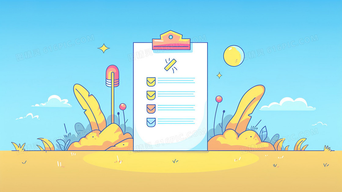 学校门口的考试成绩插画