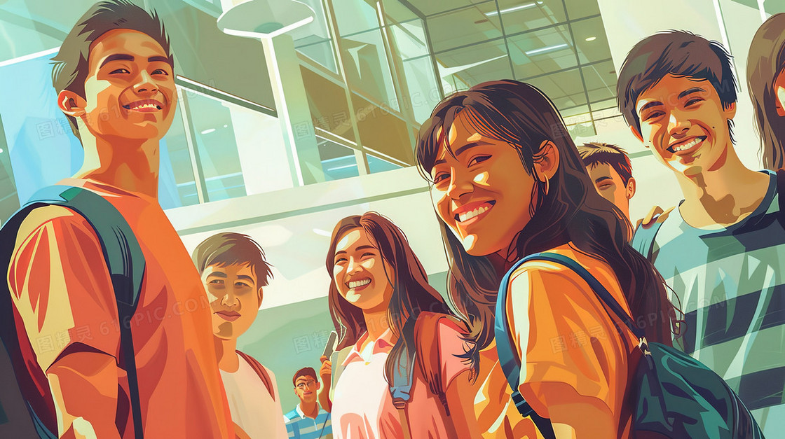 开心交谈的年轻人插画