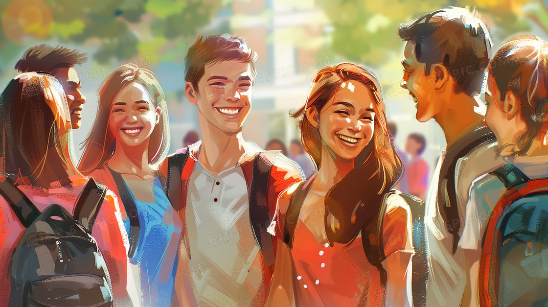 开心交谈的年轻人插画