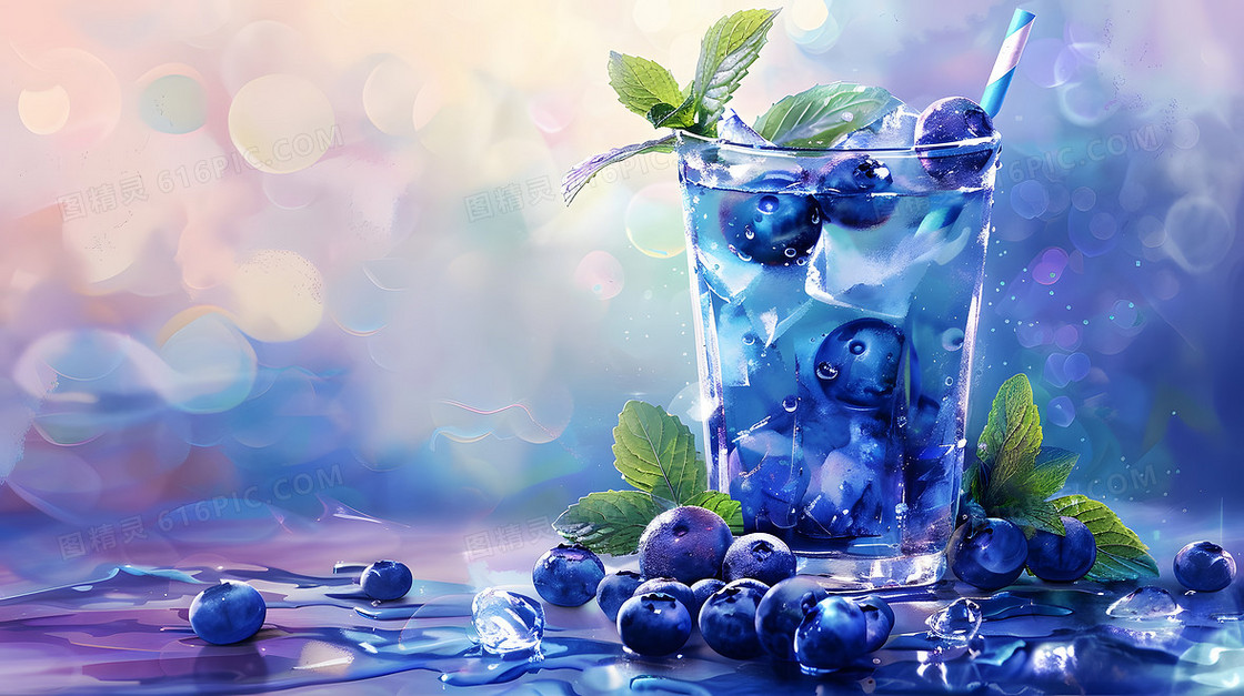 夏天水果果汁饮料清新插画