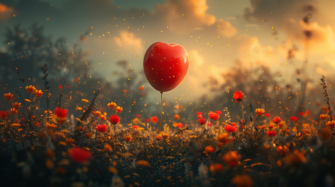 气球风景唯美插画