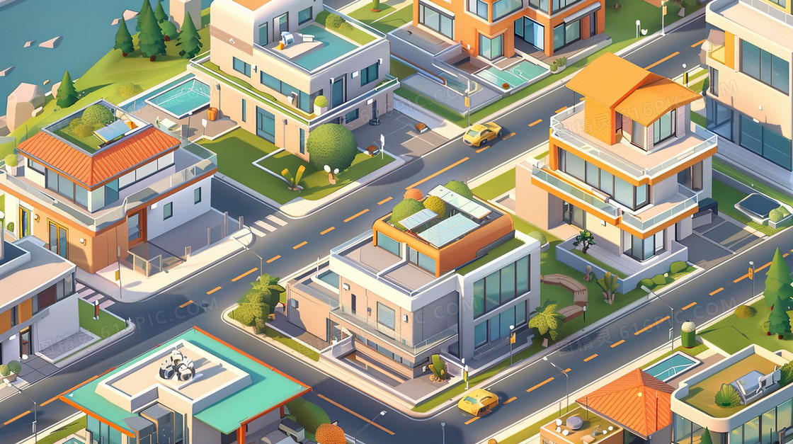 城市建筑高楼插画