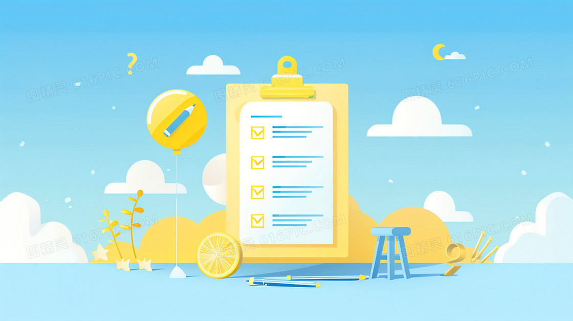 桌面上的高考考试成绩单插画