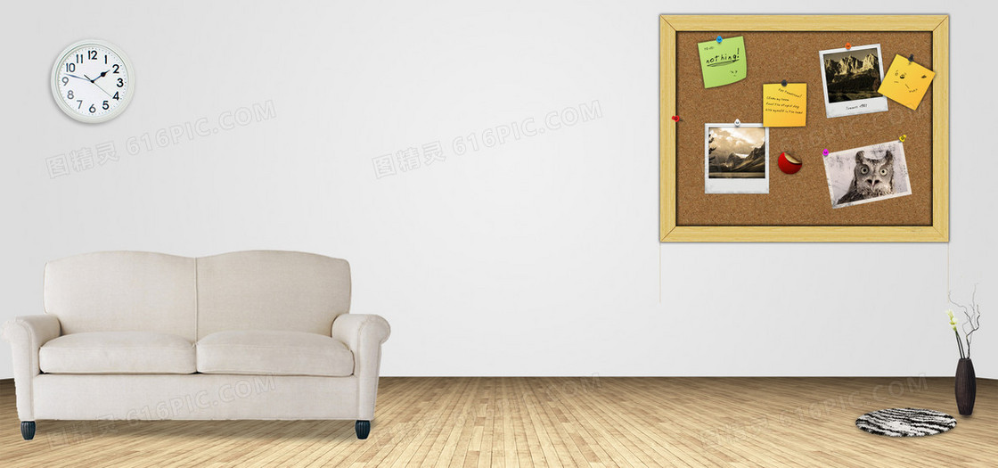 清新简洁居室室内照片墙电商海报背景图