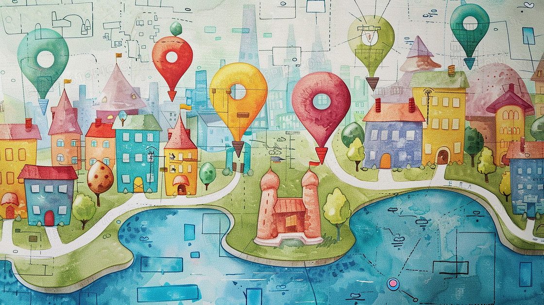 唯美环游世界水彩画插画