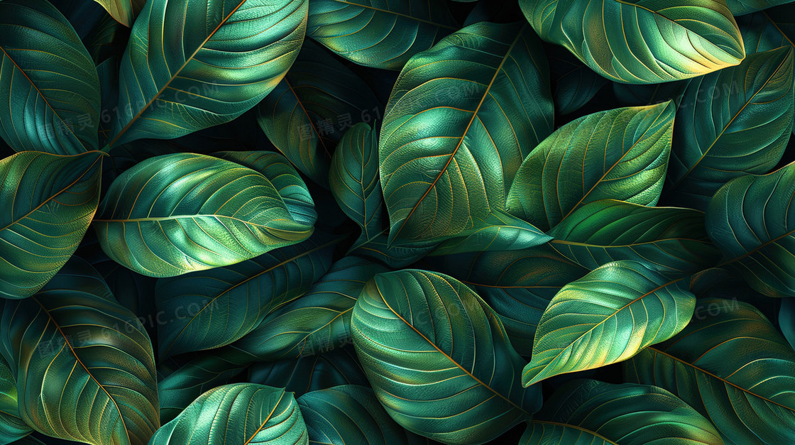 绿色植物叶子特写插画