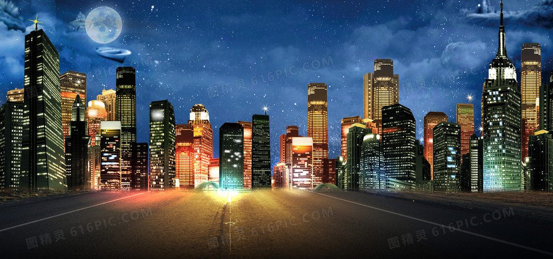 banner背景图城市夜景1920x900