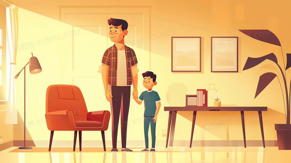 父亲节亲子时间插画
