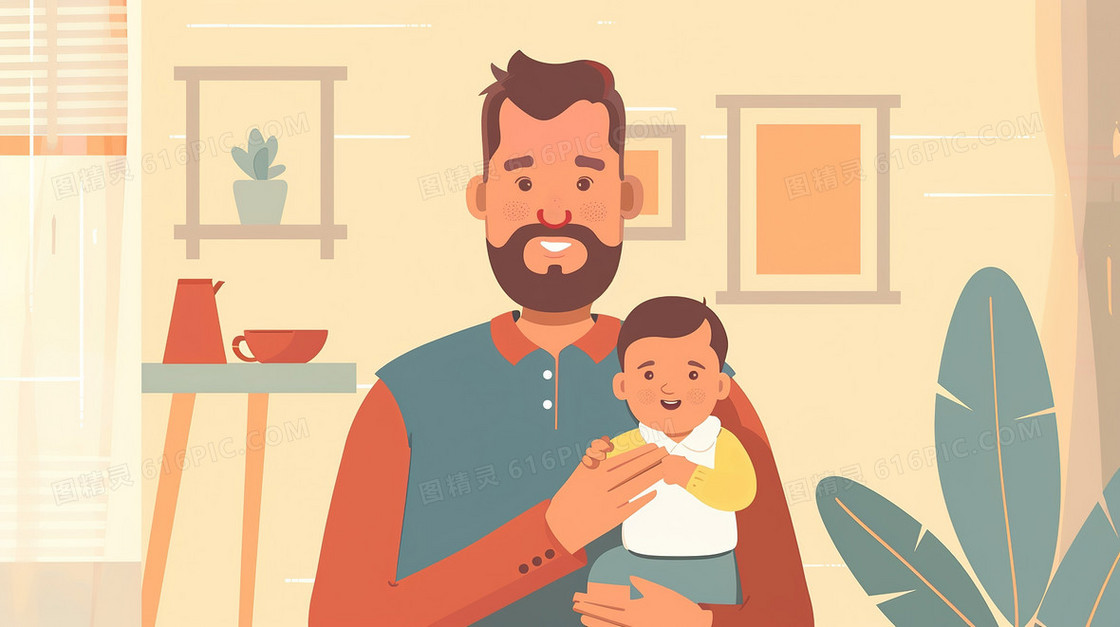 父亲节亲子时间插画