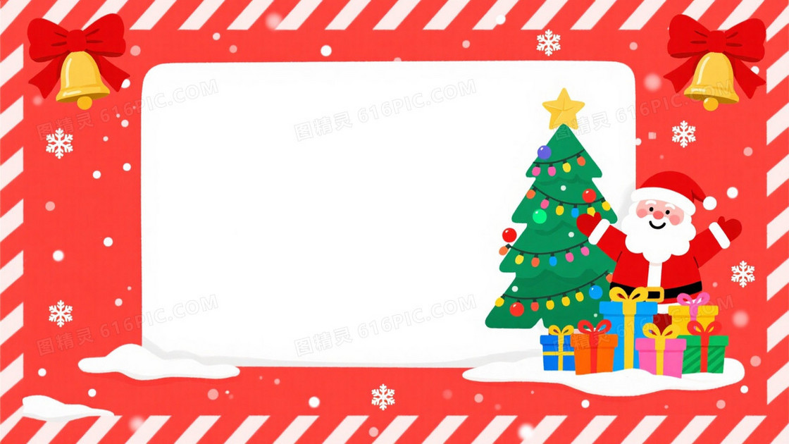 红底扁平圣诞插画背景