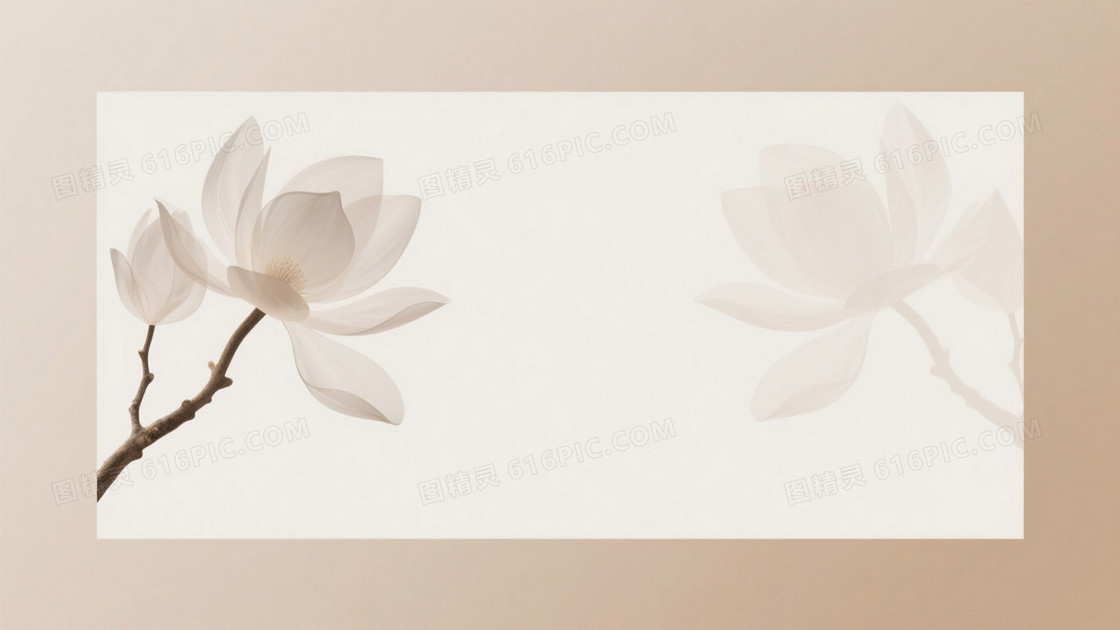 米白浅驼抽象花卉背景