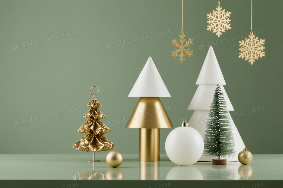 橄榄绿极简节日静物背景