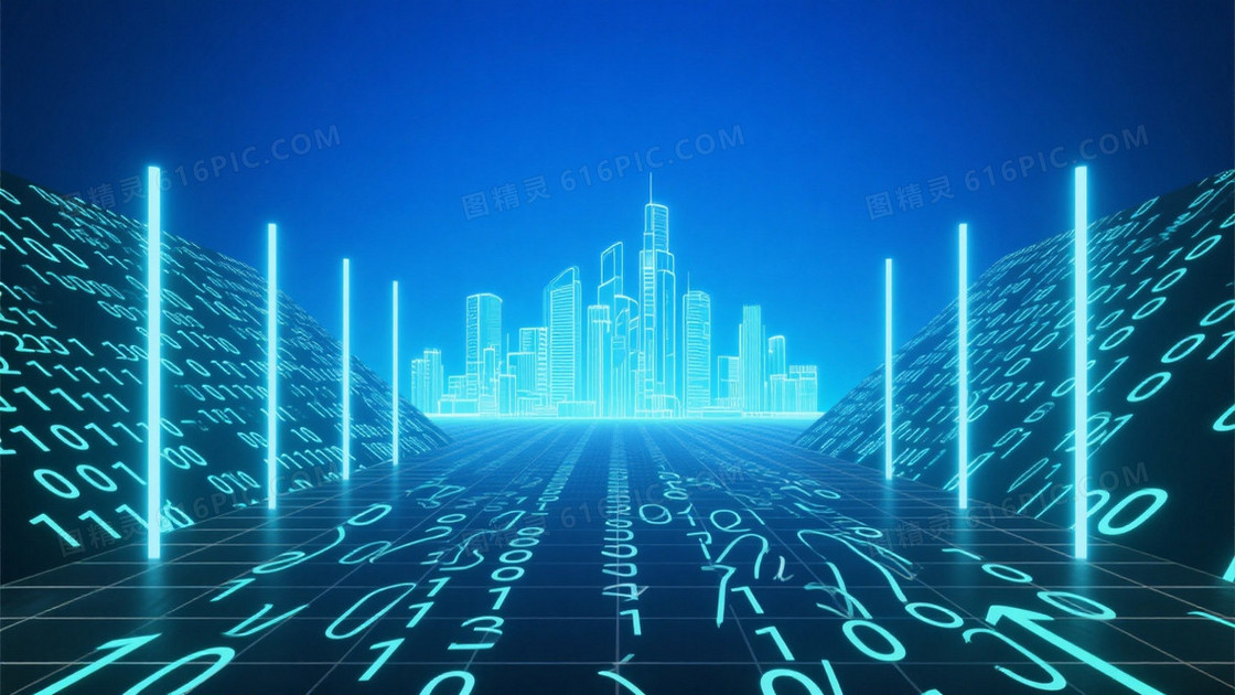 深邃科技蓝未来都市背景