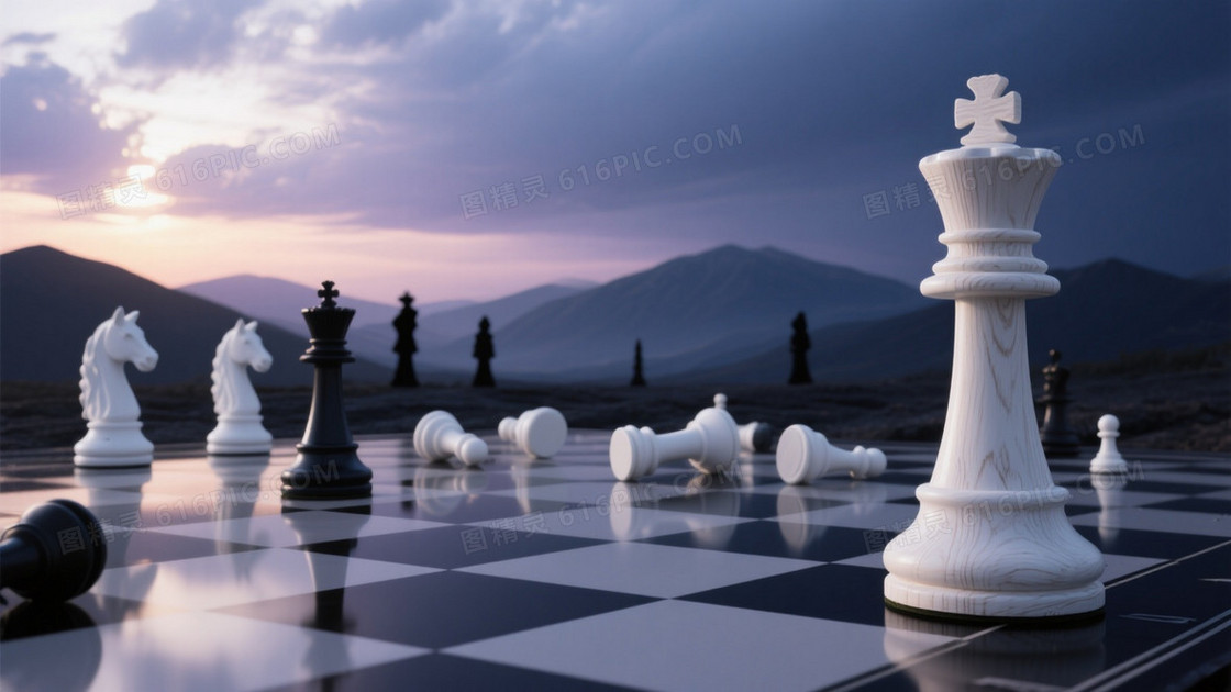 深蓝灰紫渐变棋盘黄昏背景