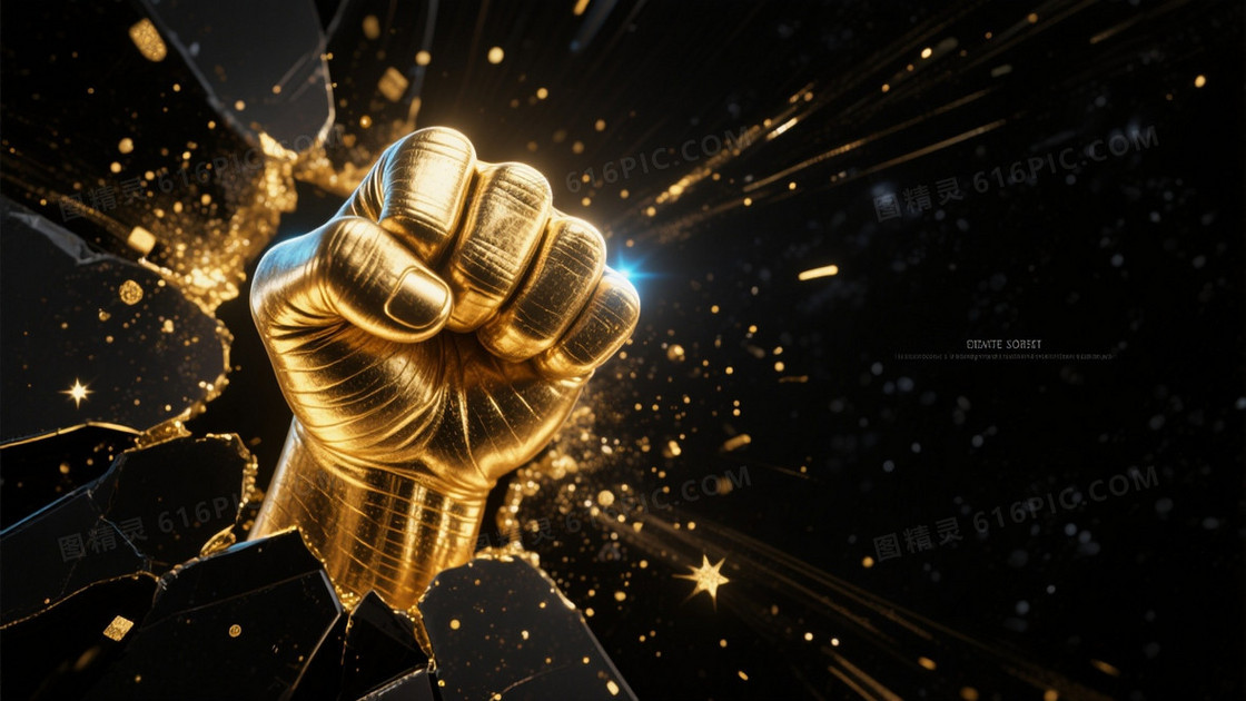 金红金属拳头星尘爆炸背景