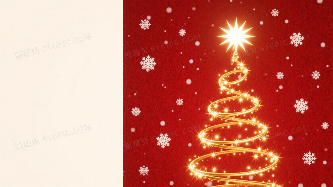 红织物质感金螺旋圣诞树背景