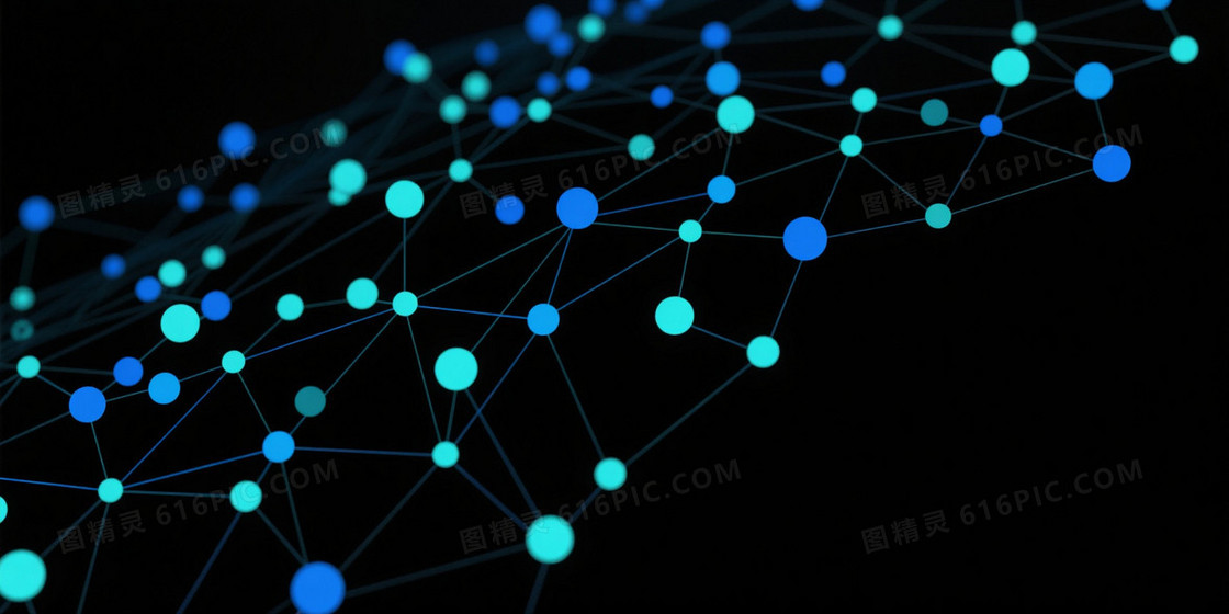 深黑青蓝节点网络背景