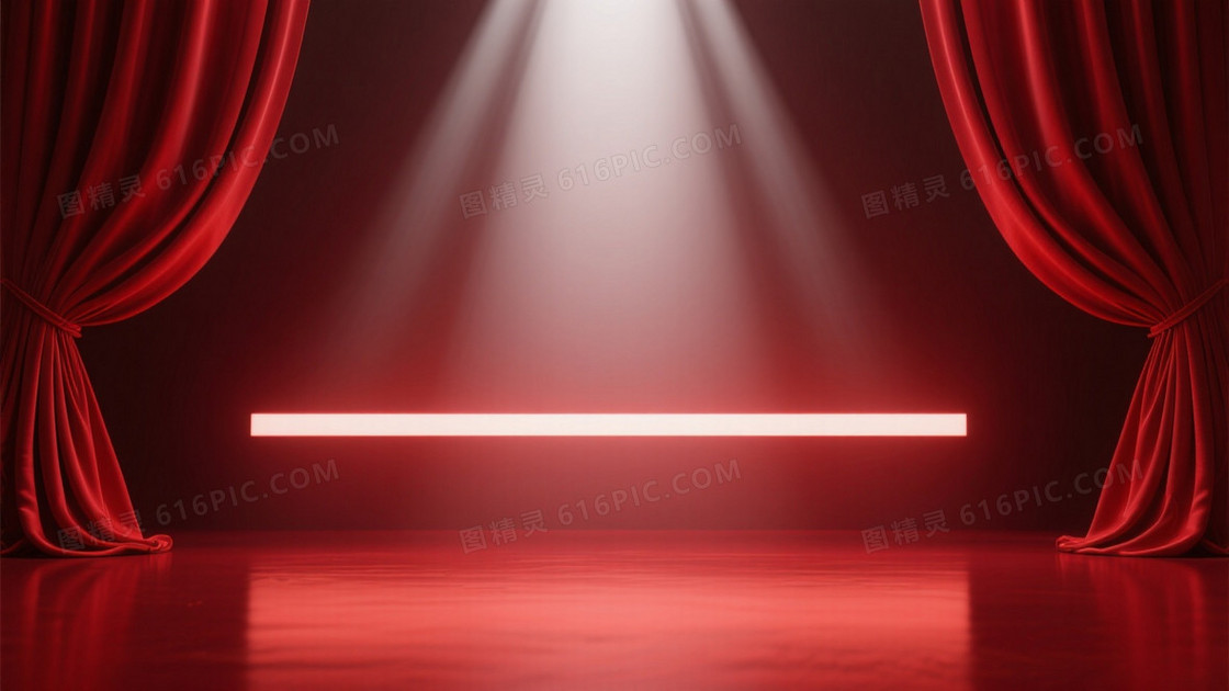 深红渐变光晕丝绸帷幕背景