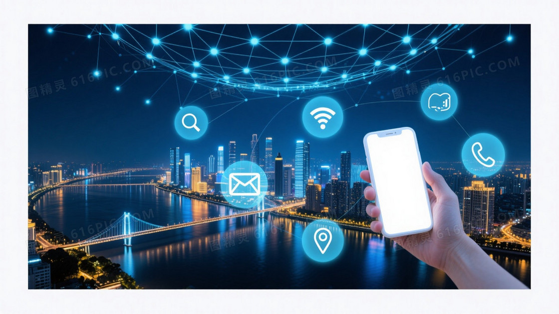 深蓝青蓝科技未来城市背景