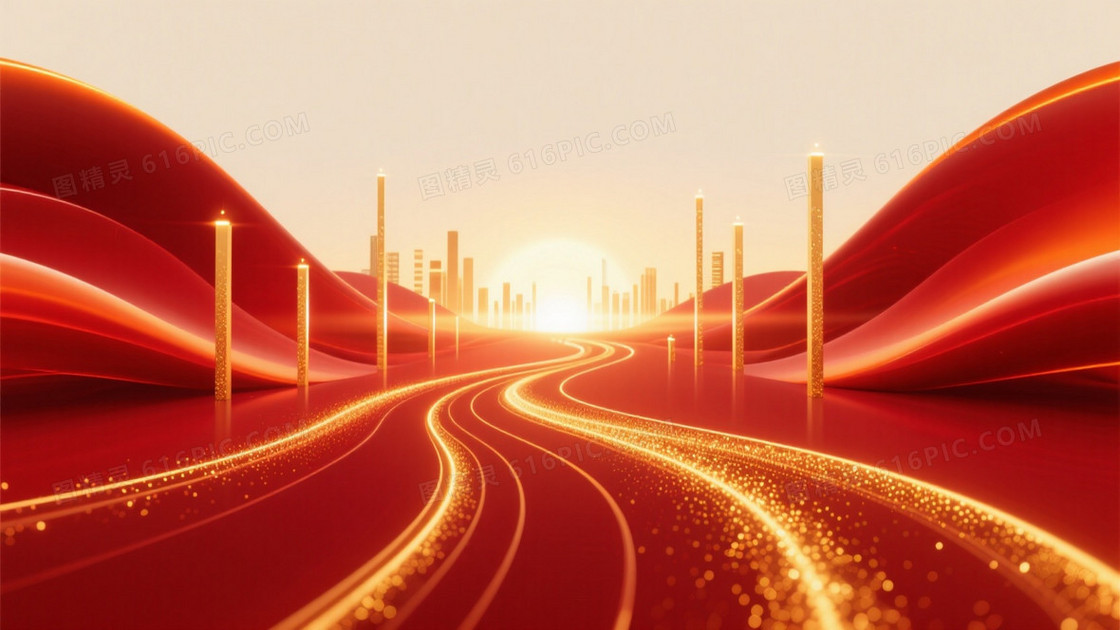 深红渐变暖金光晕背景