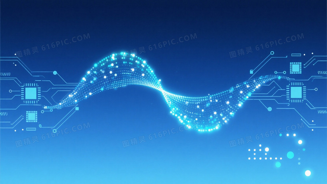 科技蓝渐变数据流电路背景