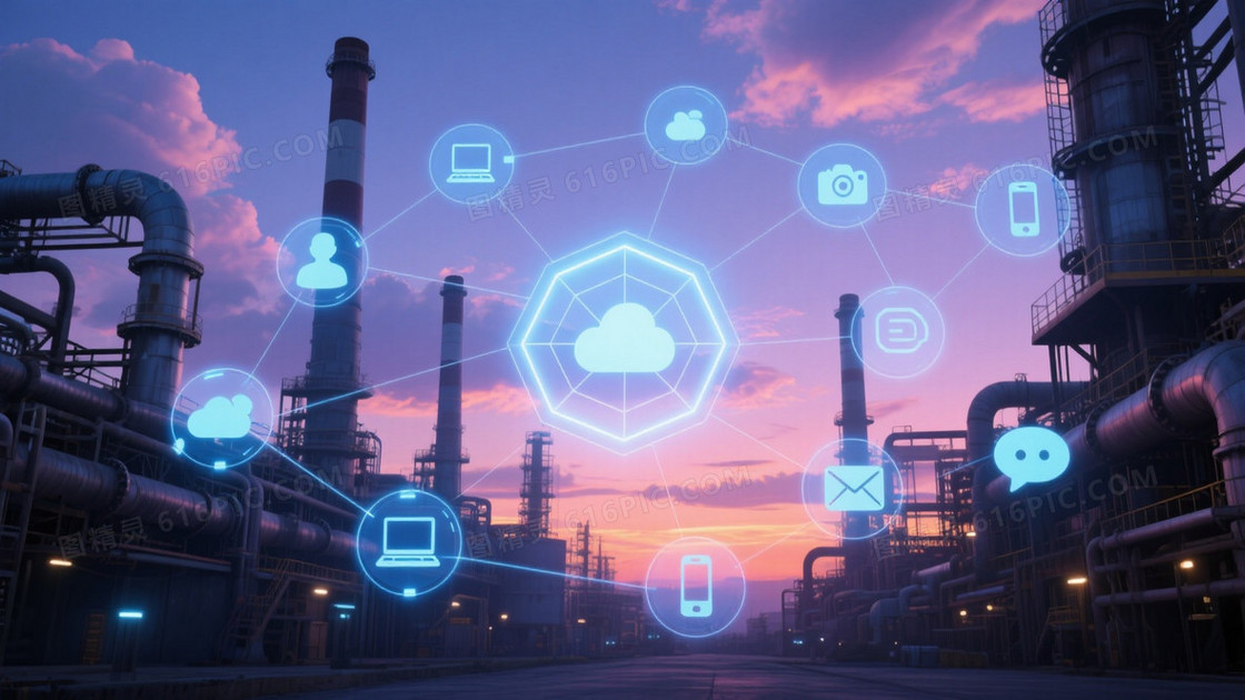 蓝紫橙粉渐变工业科技背景