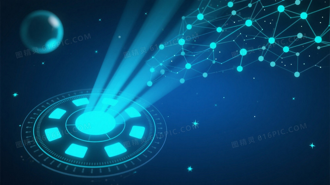 深邃科技蓝全息环形背景
