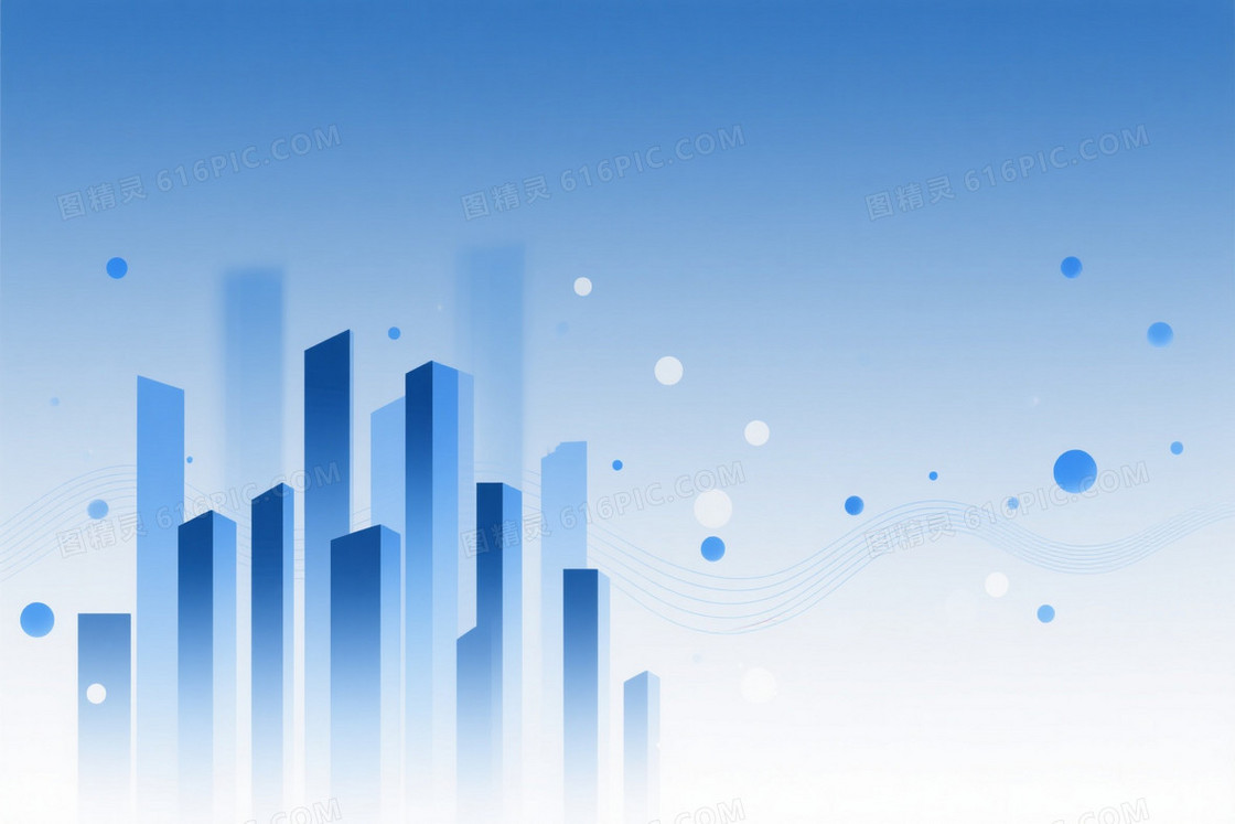 淡蓝白极简科技城市剪影背景