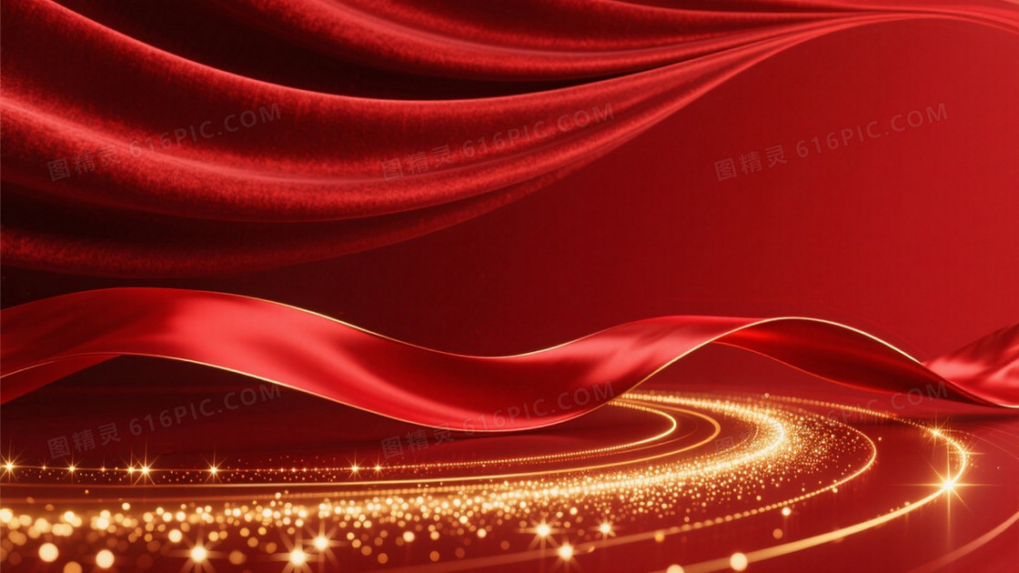 深红丝绒金光轨螺旋背景
