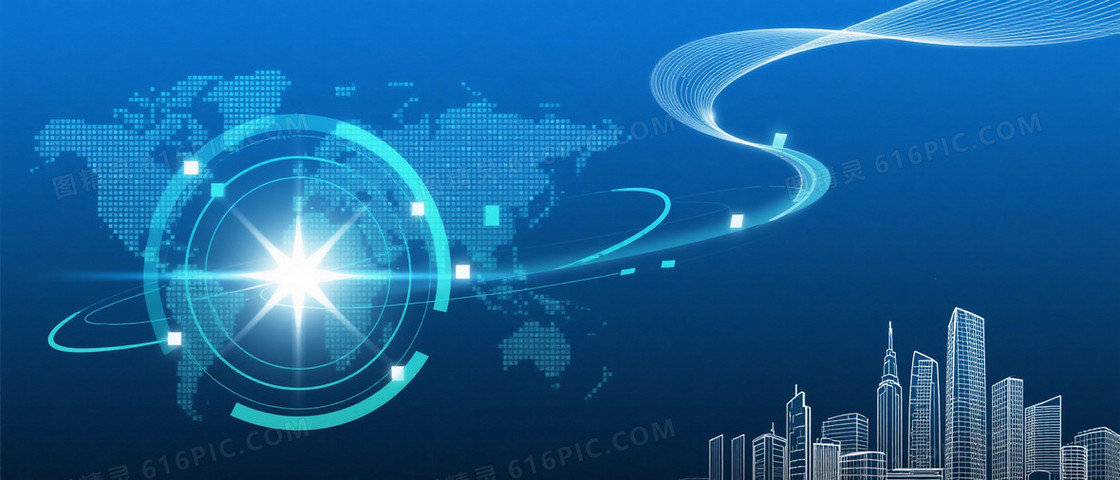 深蓝科技渐变世界地图背景