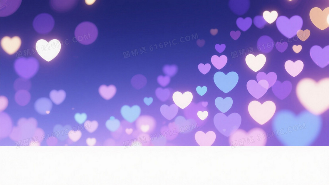 深蓝紫渐变心形光斑背景