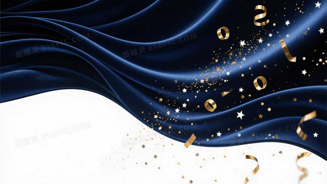 夜空蓝丝绒波浪星点背景