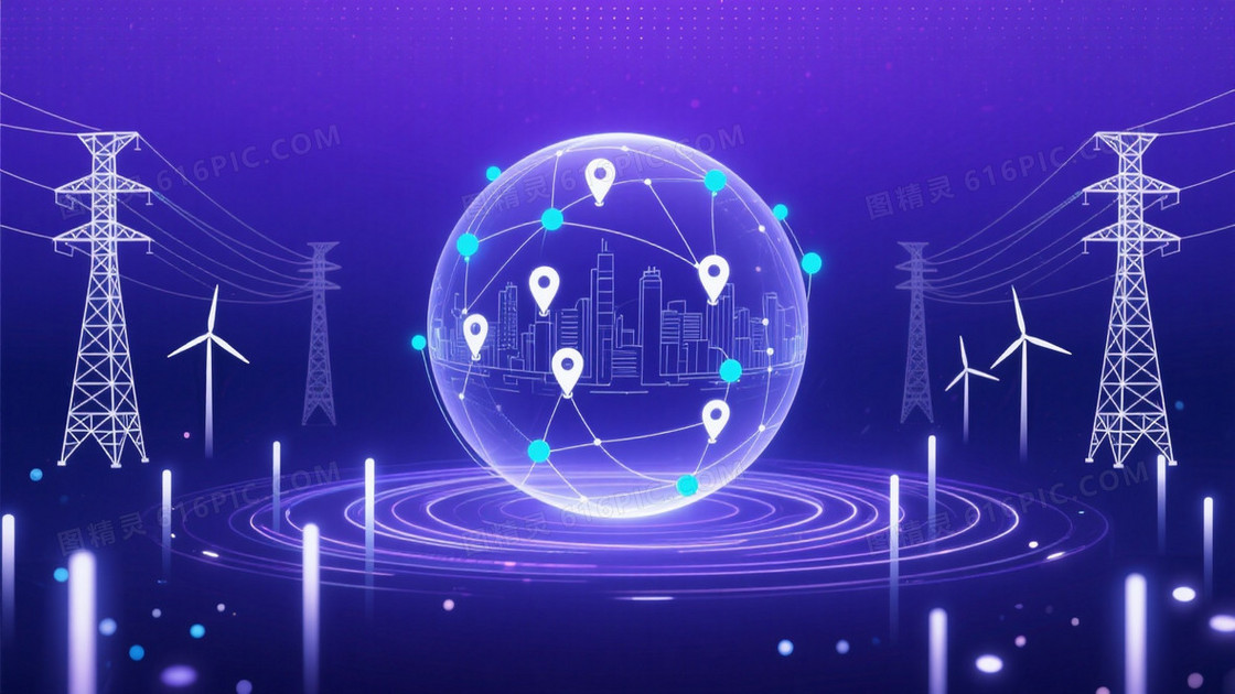 深邃蓝紫渐变科技球体背景