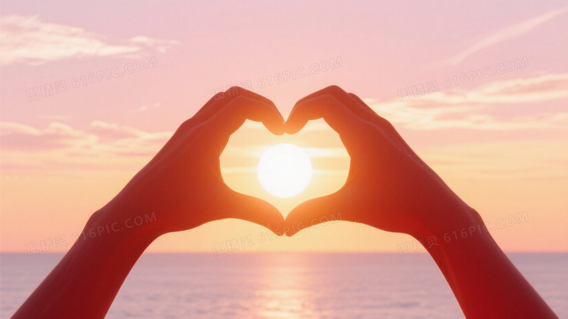 暖橙柔焦日落海景背景