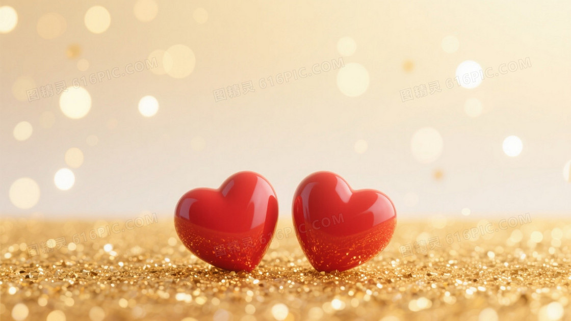 金红梦幻光斑双心背景