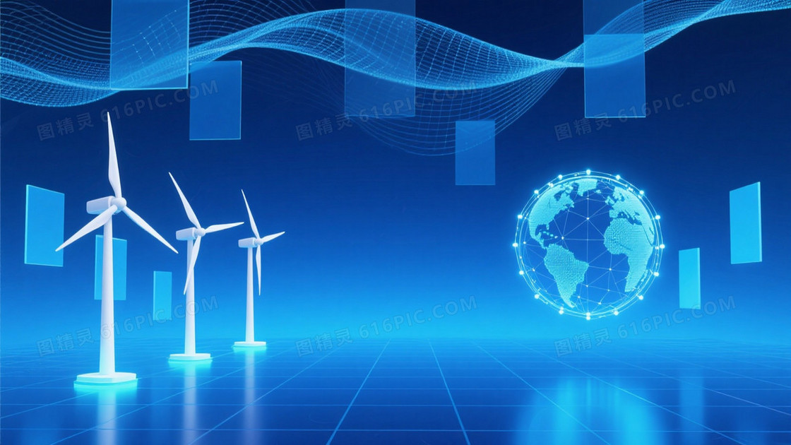 深邃科技蓝波浪网格背景