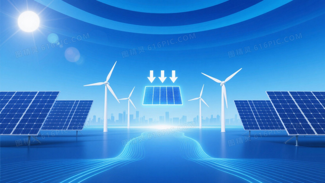 科技感蓝渐变光伏风能背景