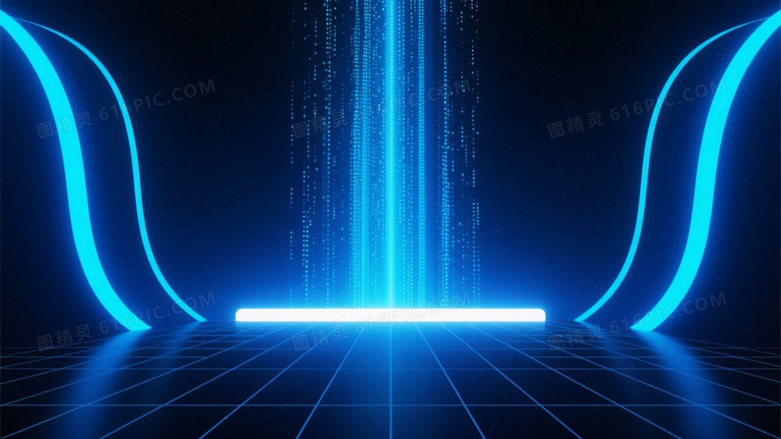 深邃科技蓝光束粒子背景