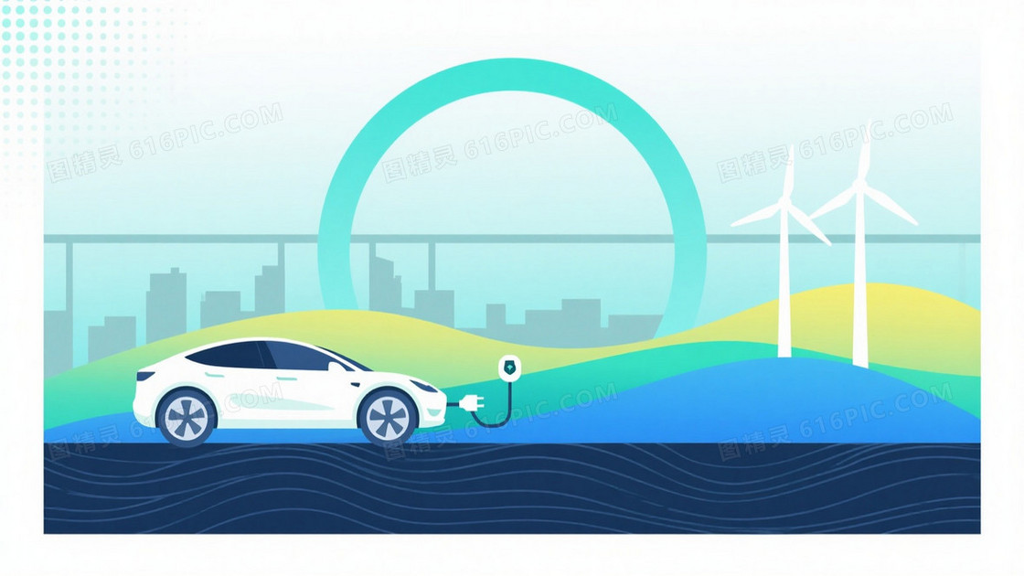 蓝绿黄青渐变能源插画背景