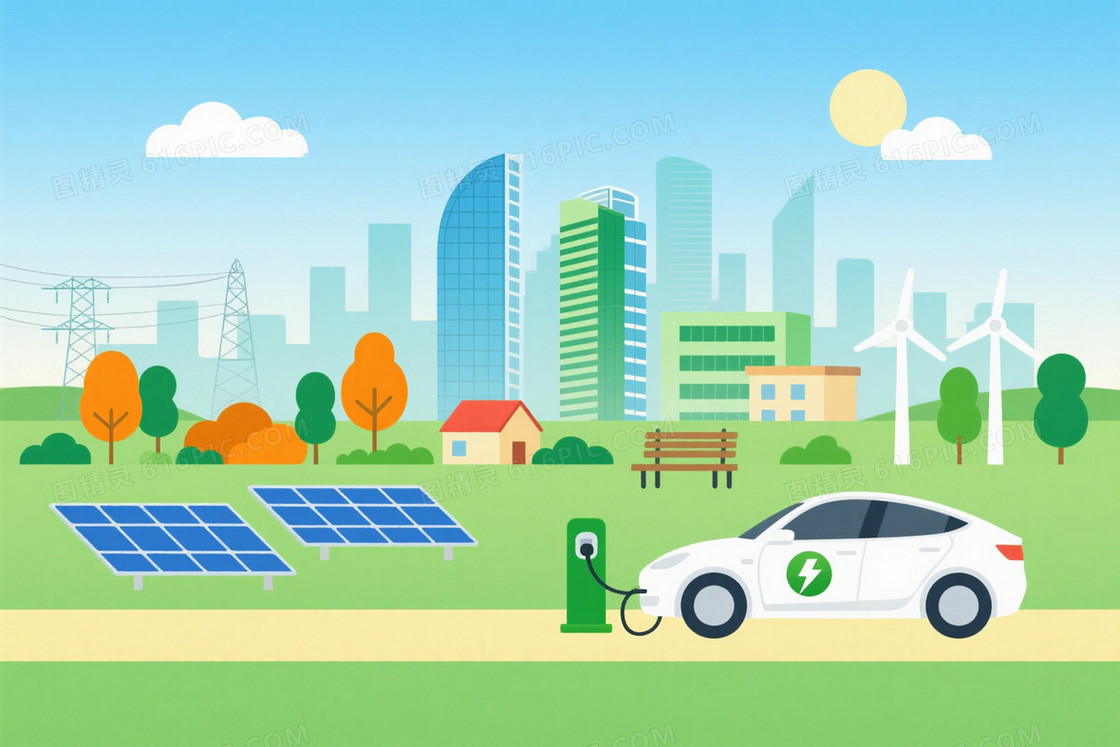 青绿天蓝清新环保城市背景