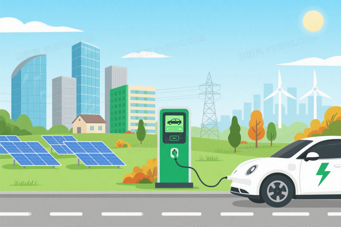 蓝绿清新城市绿能主题背景