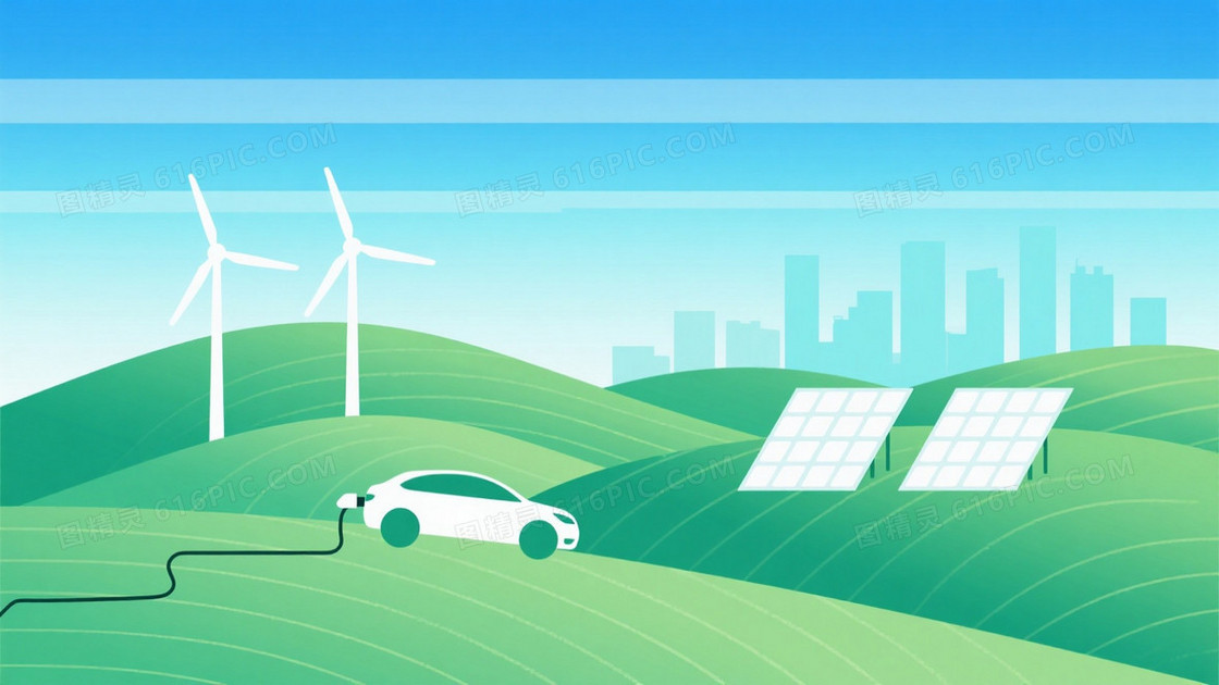 青蓝草绿极简能源背景