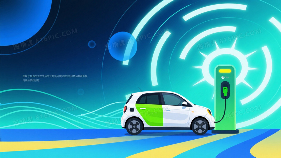 深蓝青绿渐变科技插画背景