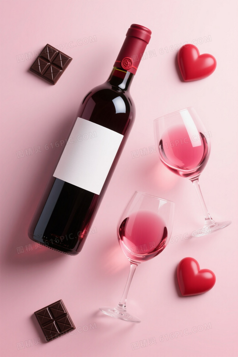 粉红渐变哑光红酒巧克力背景