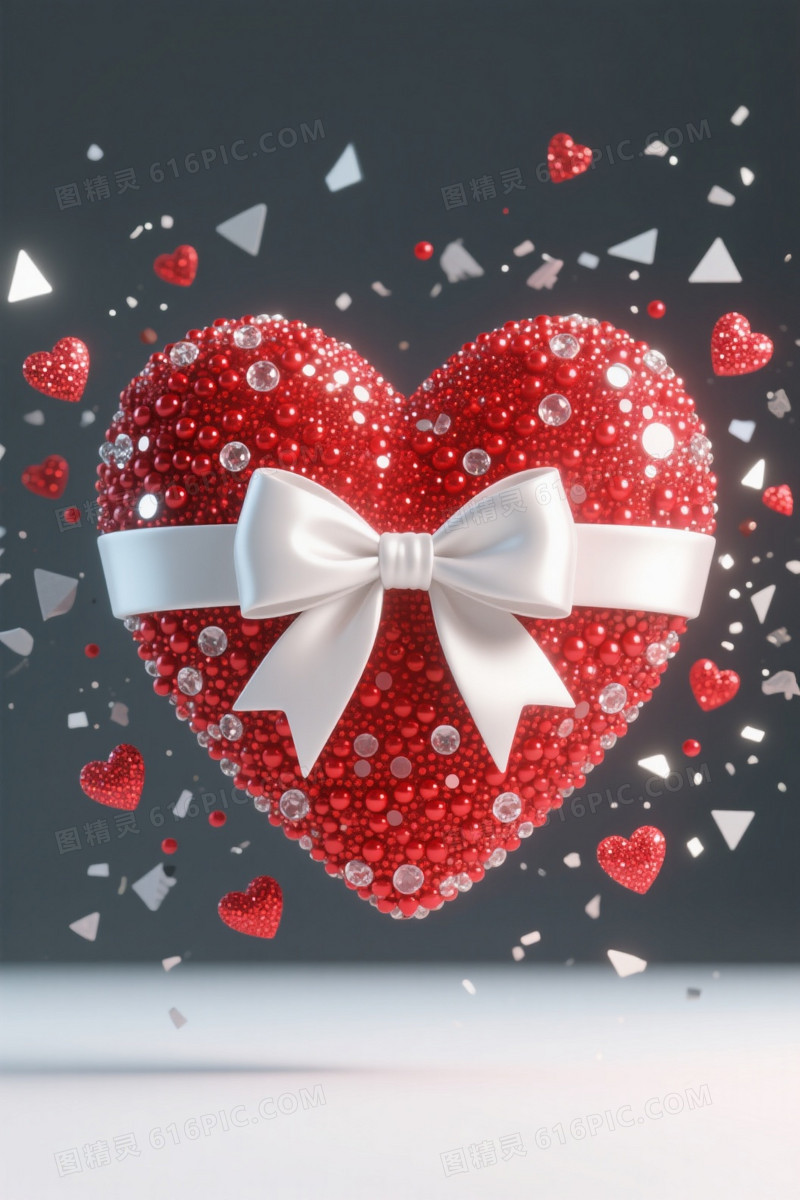 深灰哑光红心珠光背景