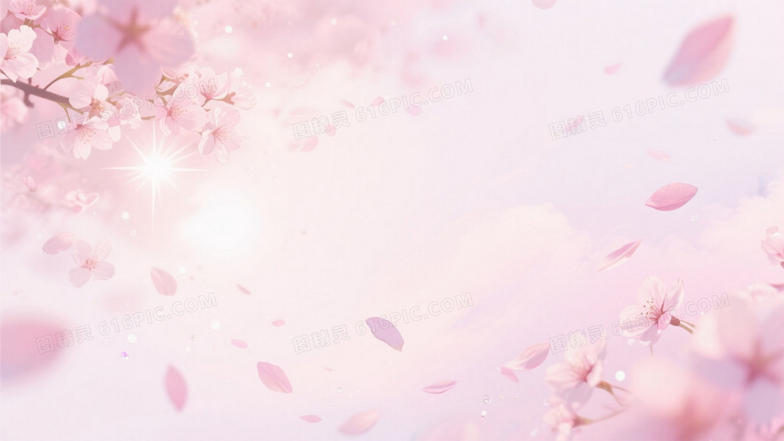 柔粉梦幻樱花飘散背景