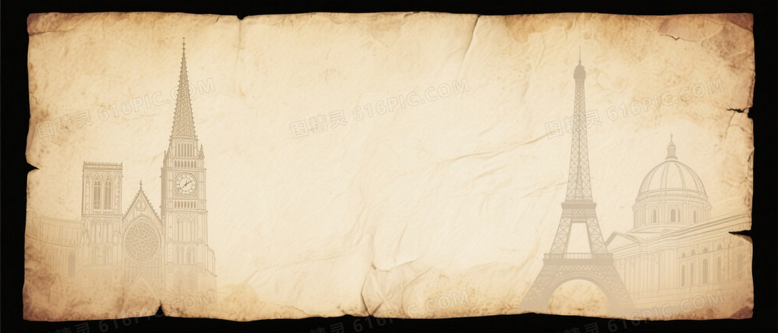 暖米黄复古羊皮纸纹理背景