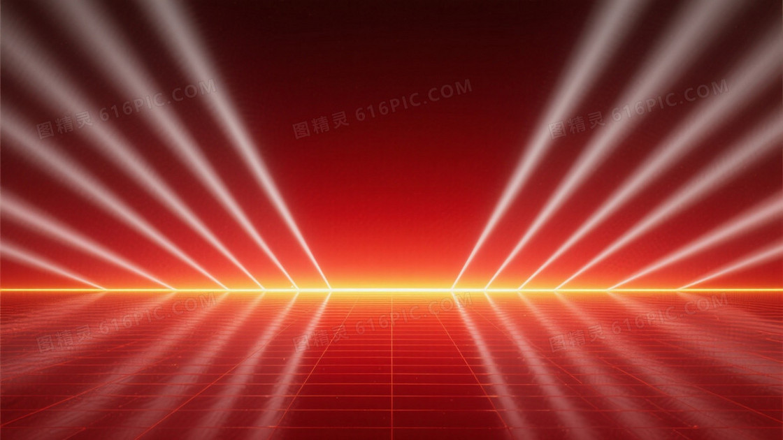 深红渐变金光束镜面背景