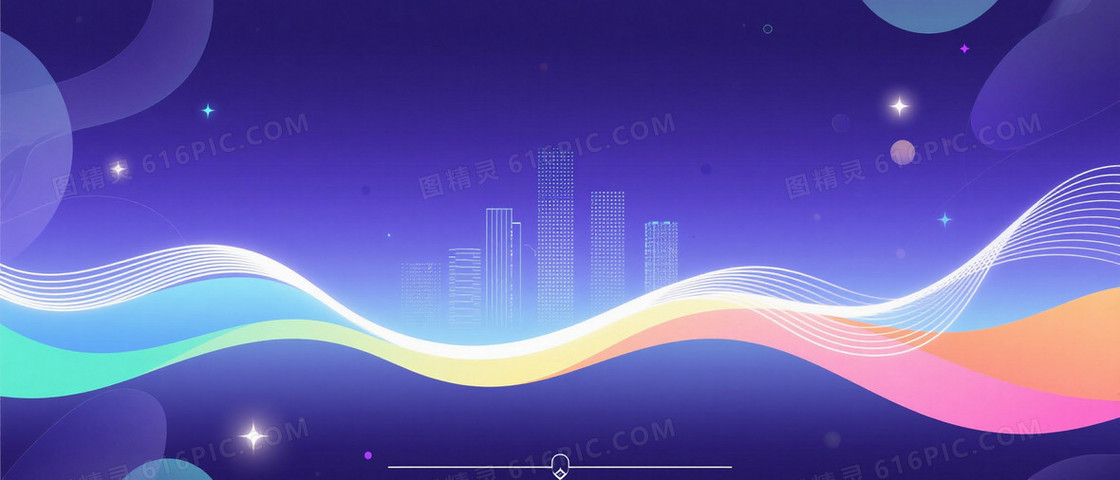 深邃蓝紫科技城市剪影背景
