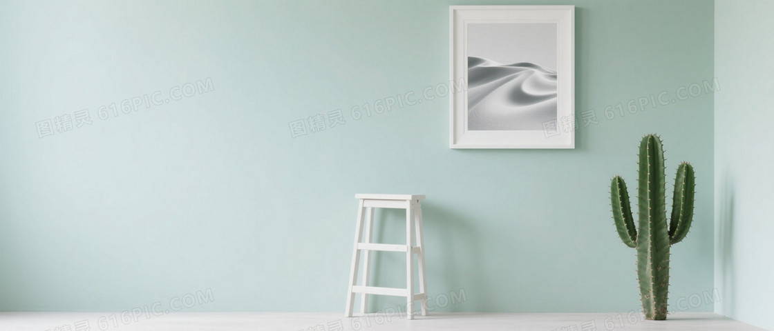 浅薄荷绿极简静物背景